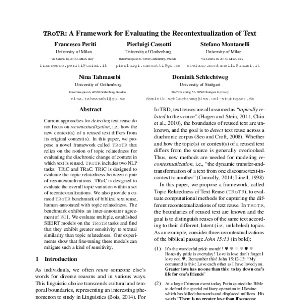TRoTR: A Framework for Evaluating the Re-contextualization of Text ...