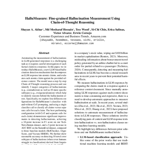 HalluMeasure Finegrained Hallucination Measurement Using Chainof