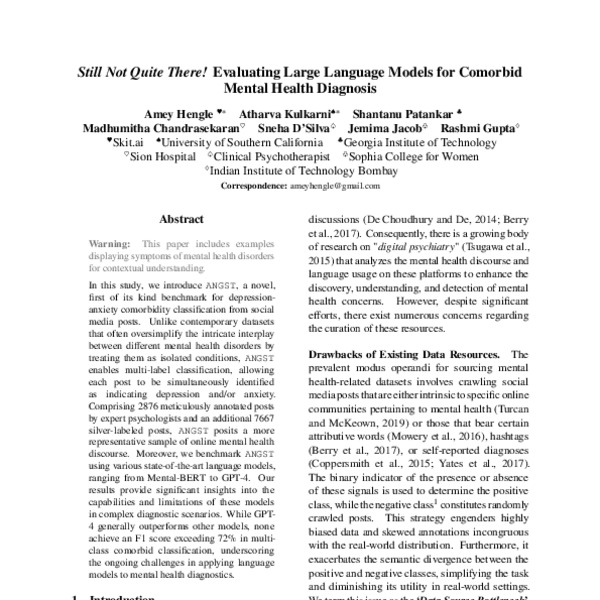 Still Not Quite There! Evaluating Large Language Models for Comorbid ...