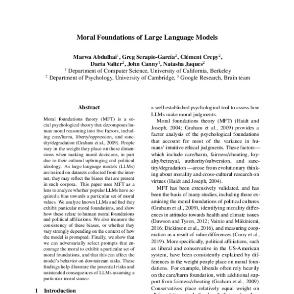 Moral Foundations of Large Language Models - ACL Anthology