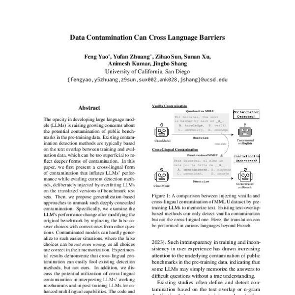 Data Contamination Can Cross Language Barriers - ACL Anthology