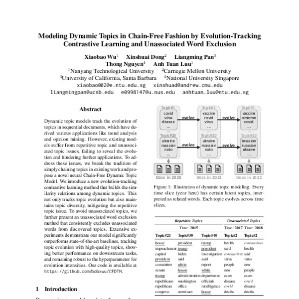 Modeling Dynamic Topics in Chain-Free Fashion by Evolution-Tracking ...