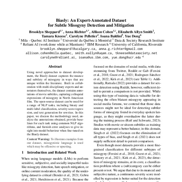 Biasly An ExpertAnnotated Dataset for Subtle Misogyny Detection and