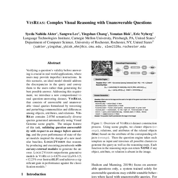VISREAS: Complex Visual Reasoning with Unanswerable Questions - ACL ...