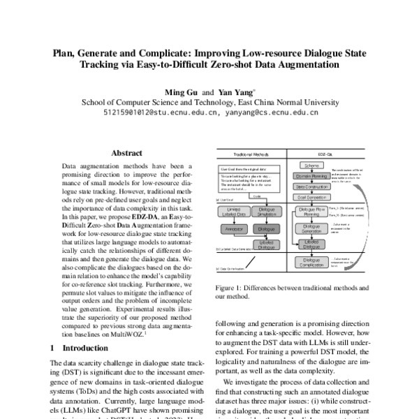 Plan, Generate and Complicate Improving Lowresource Dialogue State