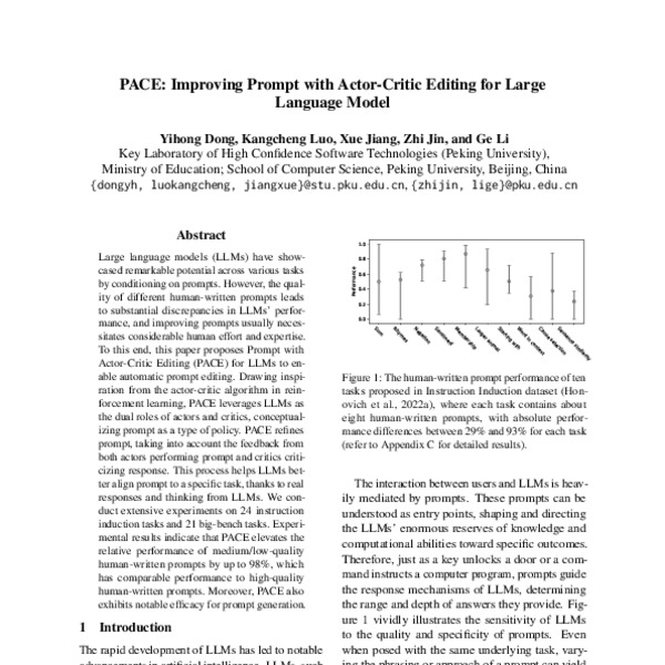 PACE: Improving Prompt with Actor-Critic Editing for Large Language ...