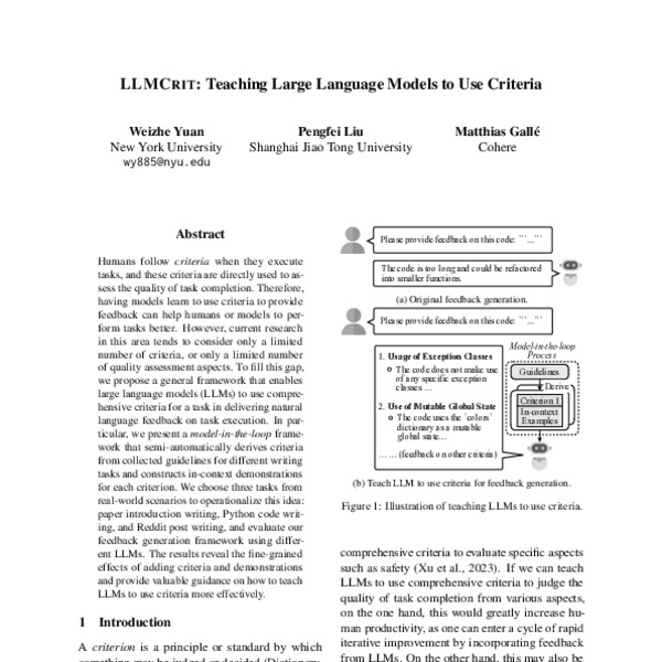 LLMCrit: Teaching Large Language Models to Use Criteria - ACL Anthology