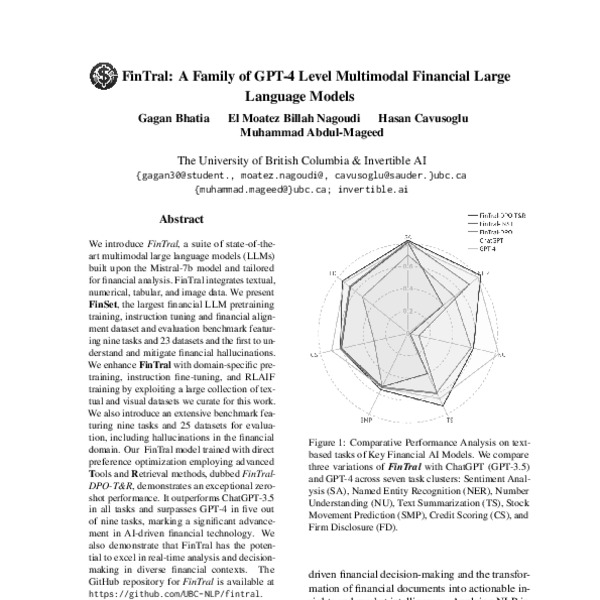 FinTral: A Family of GPT-4 Level Multimodal Financial Large Language ...