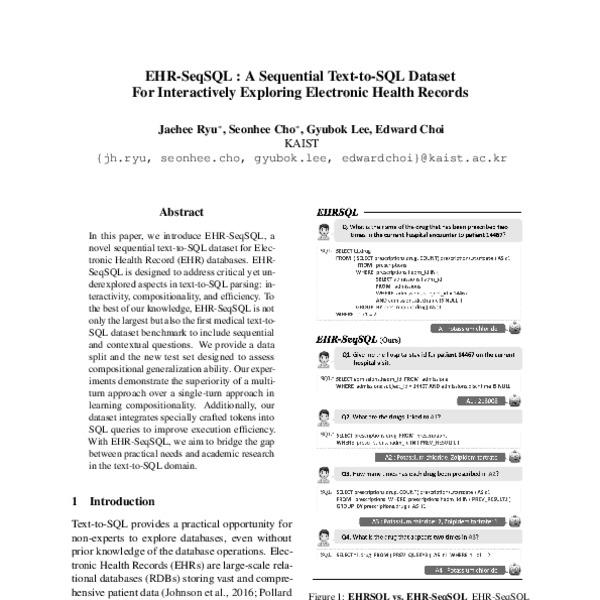 EHRSeqSQL A Sequential TexttoSQL Dataset For Interactively