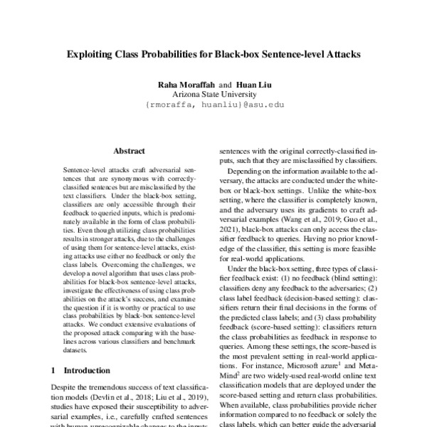Exploiting Class Probabilities for Black-box Sentence-level Attacks ...