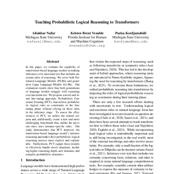 Teaching Probabilistic Logical Reasoning to Transformers ACL Anthology