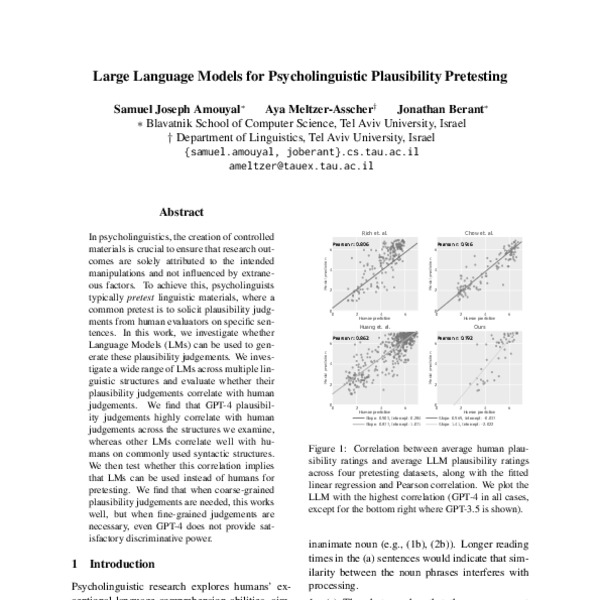 Large Language Models for Psycholinguistic Plausibility Pretesting ACL Anthology