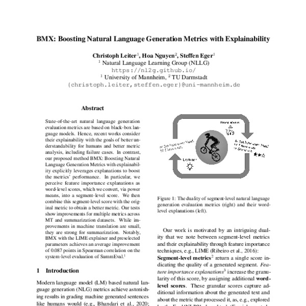 BMX Boosting Natural Language Generation Metrics with Explainability ACL Anthology