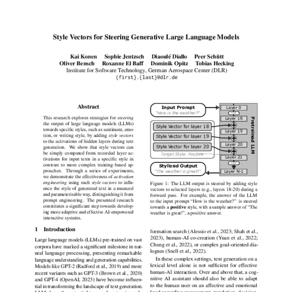 Style Vectors for Steering Generative Large Language Models ACL Anthology