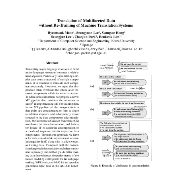 Translation of Multifaceted Data without Re-Training of Machine ...