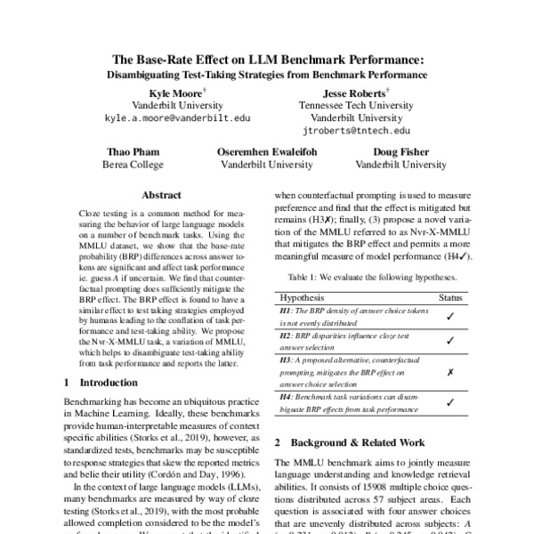 The Base-Rate Effect on LLM Benchmark Performance: Disambiguating Test ...