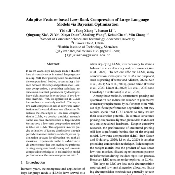 Adaptive Feature-based Low-Rank Compression of Large Language Models ...