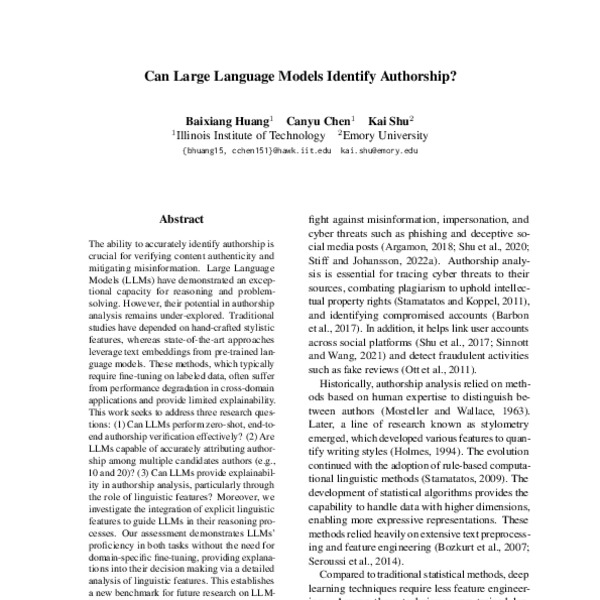 Can Large Language Models Identify Authorship? - ACL Anthology