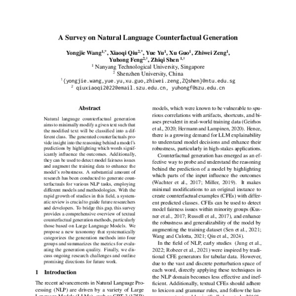 A Survey on Natural Language Counterfactual Generation - ACL Anthology