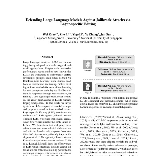 Defending Large Language Models Against Jailbreak Attacks via Layer ...