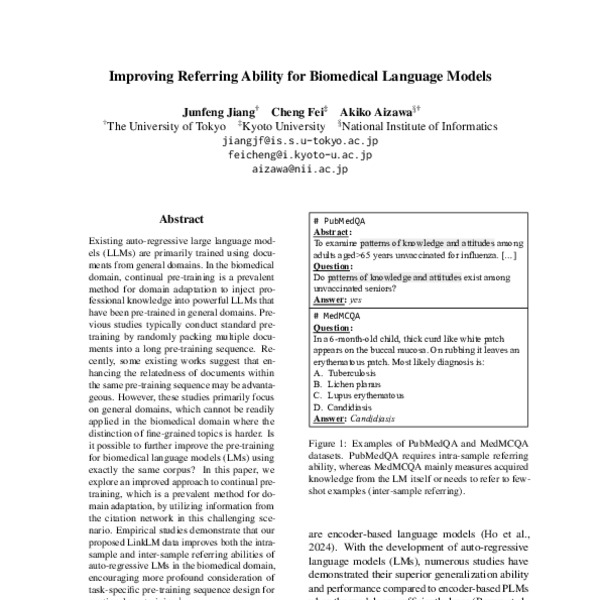 Improving Referring Ability for Biomedical Language Models - ACL Anthology