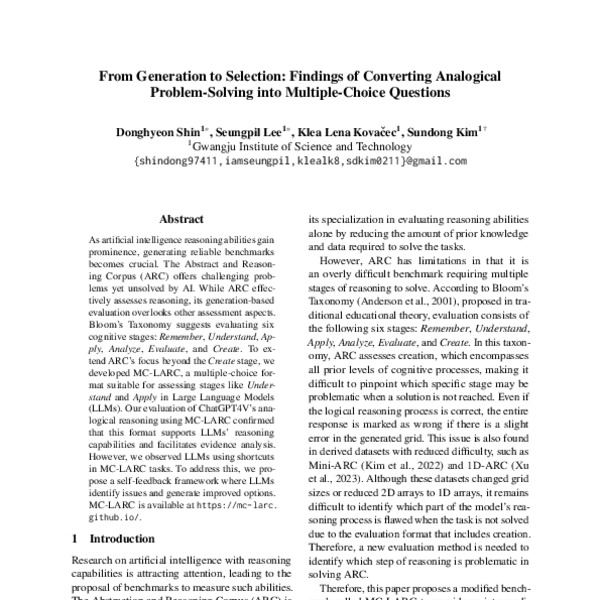 From Generation to Selection Findings of Converting Analogical Problem