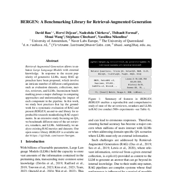 BERGEN: A Benchmarking Library for Retrieval-Augmented Generation - ACL ...
