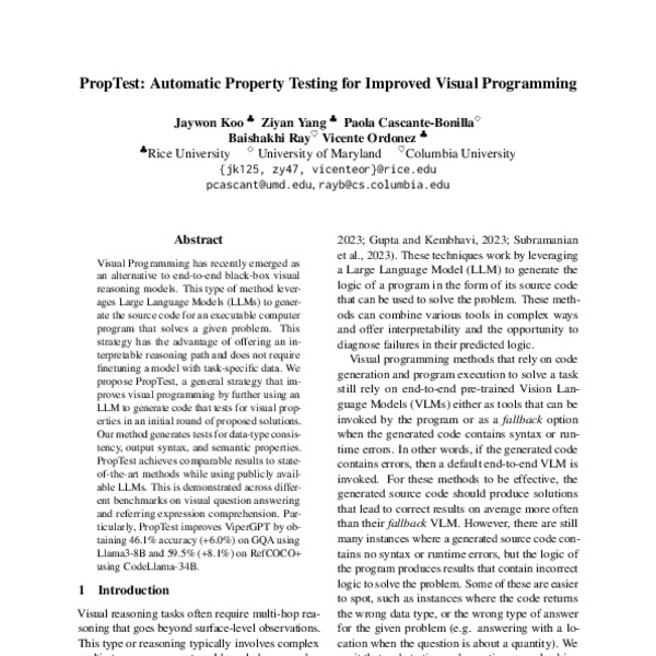 PropTest: Automatic Property Testing for Improved Visual Programming ...