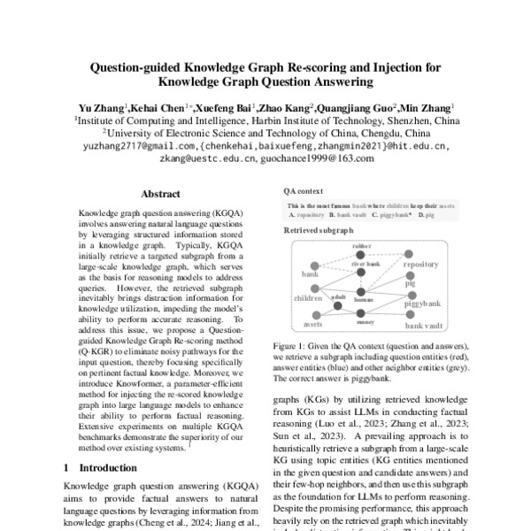 Questionguided Knowledge Graph Rescoring and Injection for Knowledge