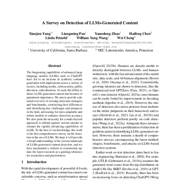 A Survey on Detection of LLMs-Generated Content - ACL Anthology