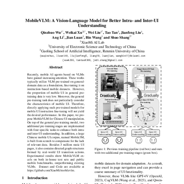 MobileVLM: A Vision-Language Model for Better Intra- and Inter-UI ...
