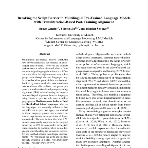 Breaking the Script Barrier in Multilingual Pre-Trained Language Models ...