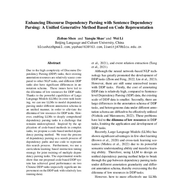 Enhancing Discourse Dependency Parsing with Sentence Dependency Parsing ...
