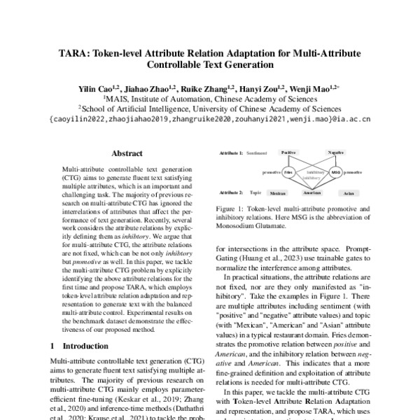 TARA: Token-level Attribute Relation Adaptation for Multi-Attribute ...