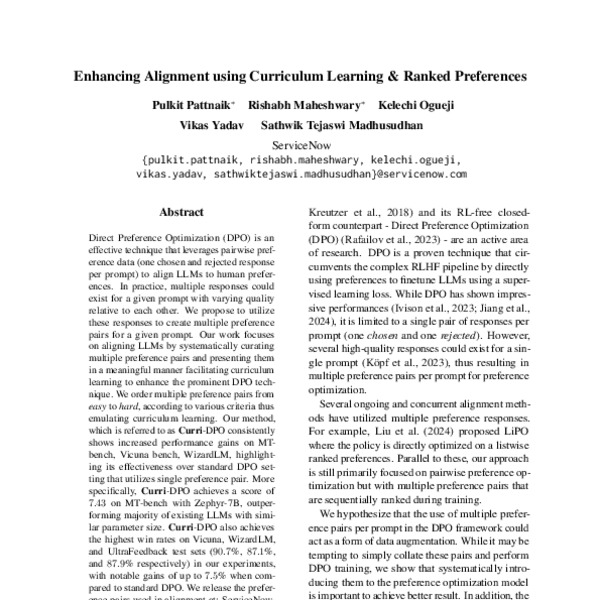 Enhancing Alignment using Curriculum Learning & Ranked ...