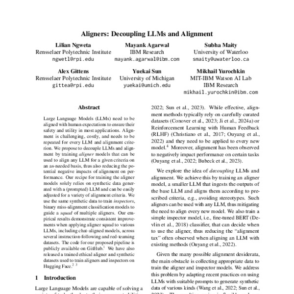 Aligners: Decoupling LLMs and Alignment - ACL Anthology