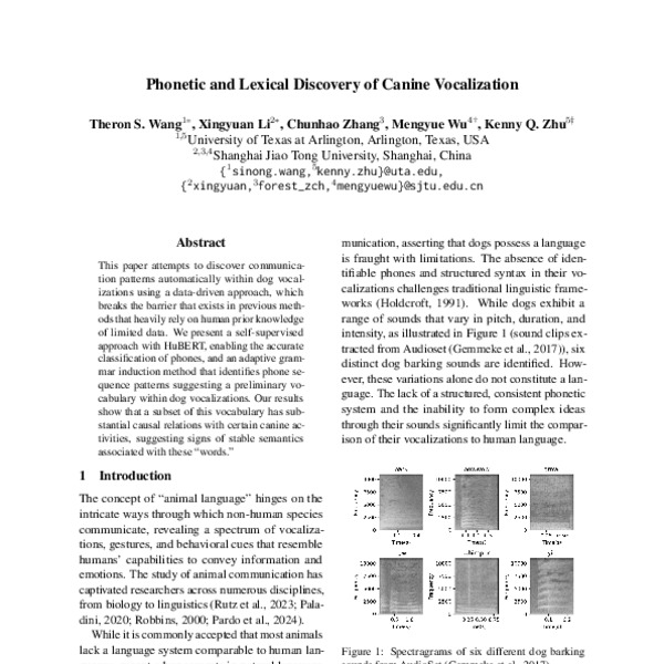 and Lexical Discovery of Canine Vocalization ACL Anthology