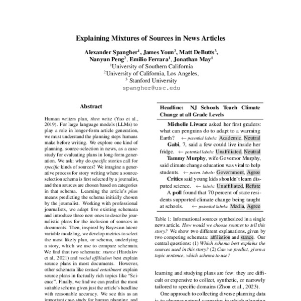 Explaining Mixtures of Sources in News Articles - ACL Anthology