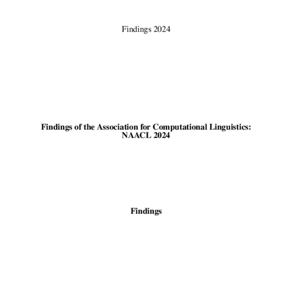 Findings of the Association for Computational Linguistics NAACL 2024