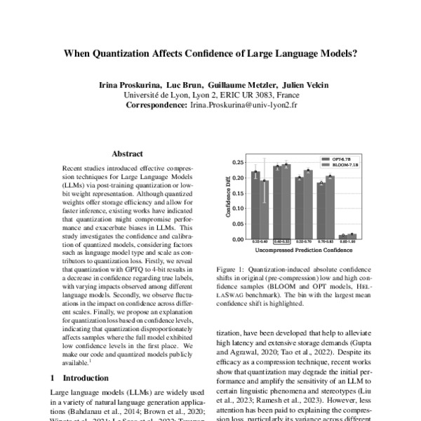 When Quantization Affects Confidence of Large Language Models? ACL