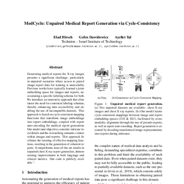 MedCycle Unpaired Medical Report Generation via CycleConsistency