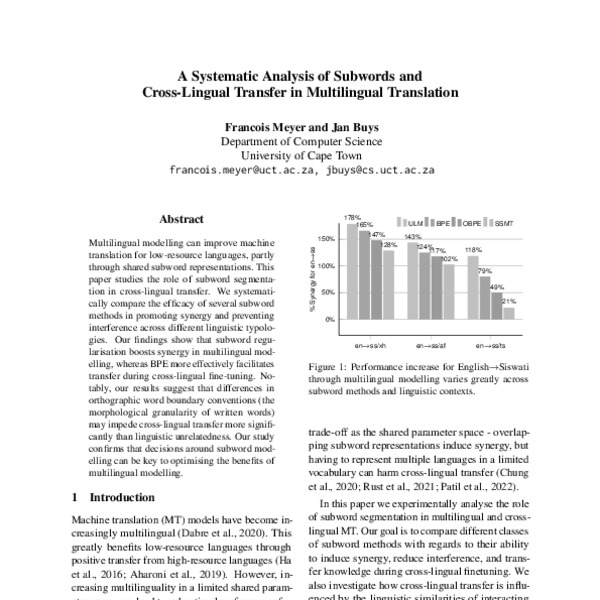 A Systematic Analysis of Subwords and CrossLingual Transfer in