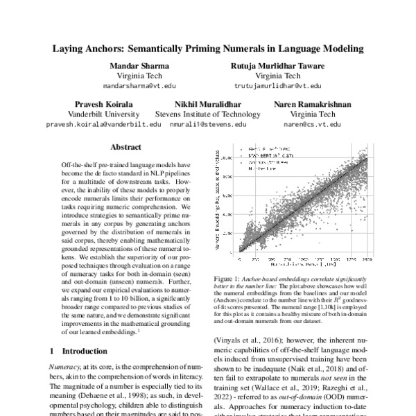 Laying Anchors Semantically Priming Numerals in Language Modeling