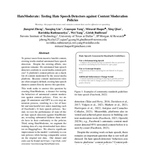 HateModerate: Testing Hate Speech Detectors against Content Moderation ...
