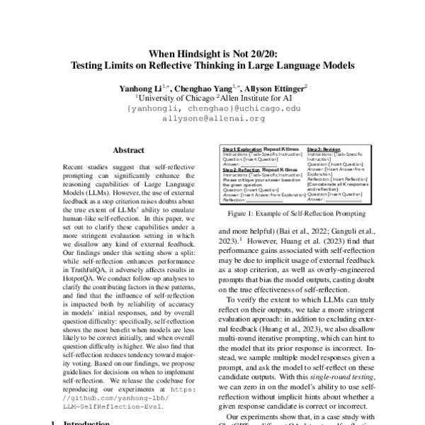 When Hindsight is Not 20/20 Testing Limits on Reflective Thinking in