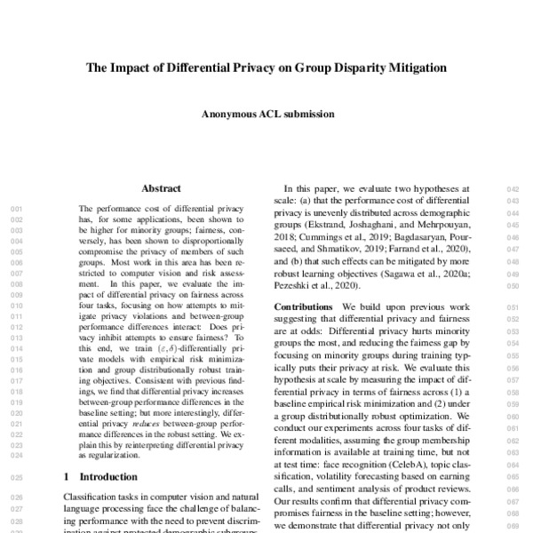 The Impact of Differential Privacy on Group Disparity Mitigation ACL