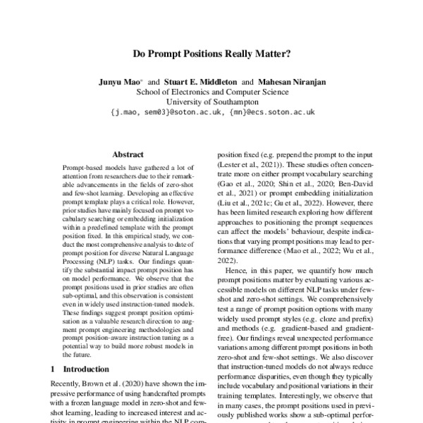 Do Prompt Positions Really Matter? ACL Anthology