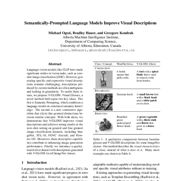 SemanticallyPrompted Language Models Improve Visual Descriptions ACL