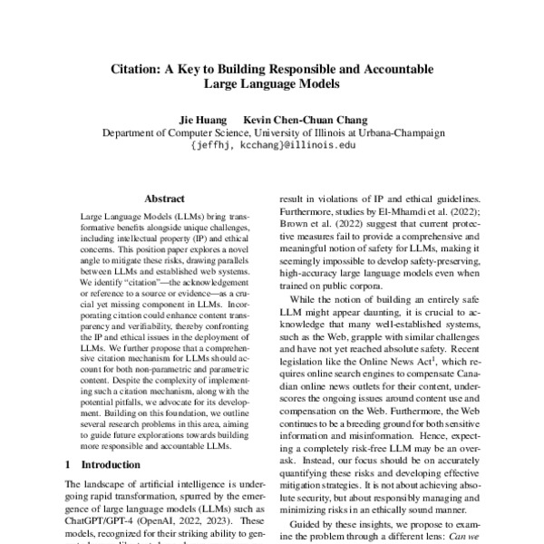 Citation A Key to Building Responsible and Accountable Large Language