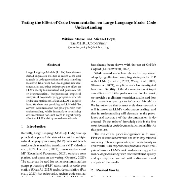 Testing the Effect of Code Documentation on Large Language Model Code